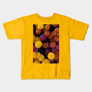 Yellow, Orange, Purple Flowers Kids T-Shirt